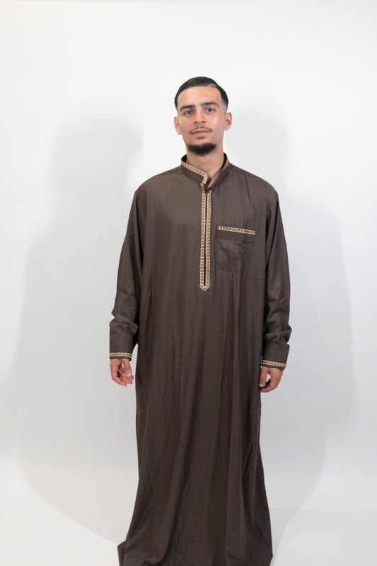 Qamis Motif marron