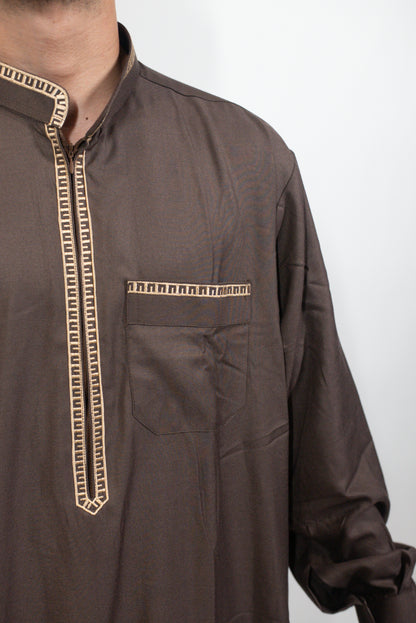 Qamis Motif marron